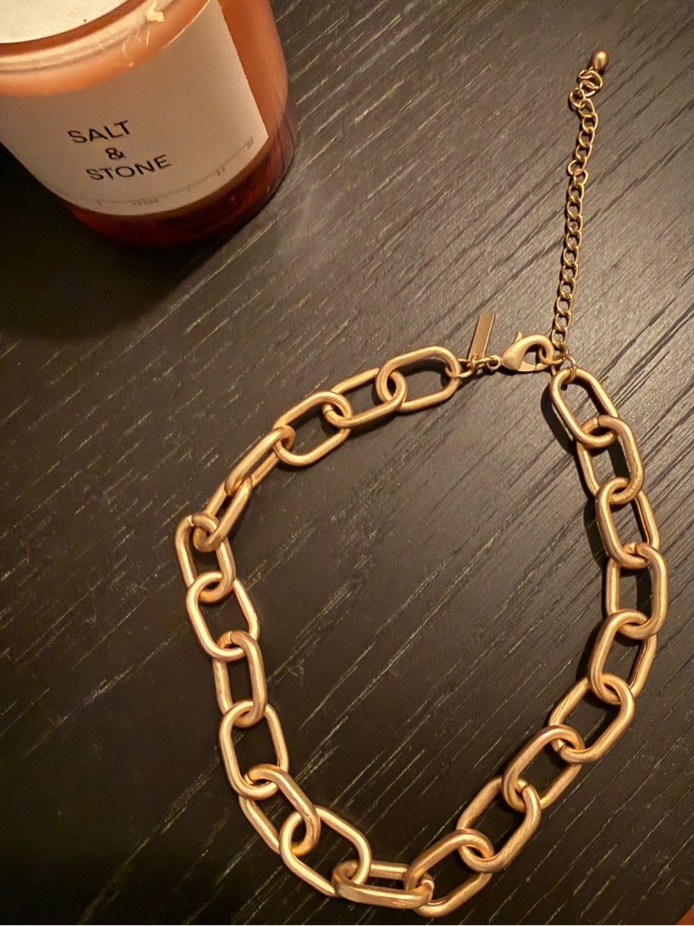 White House Black Market Brushed Gold Chunky Chain Necklace NWOT
